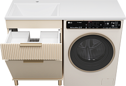 Brevita Тумба с раковиной Enfida 120 L Гавана под стиральную машину с б/к бежевая – фотография-4